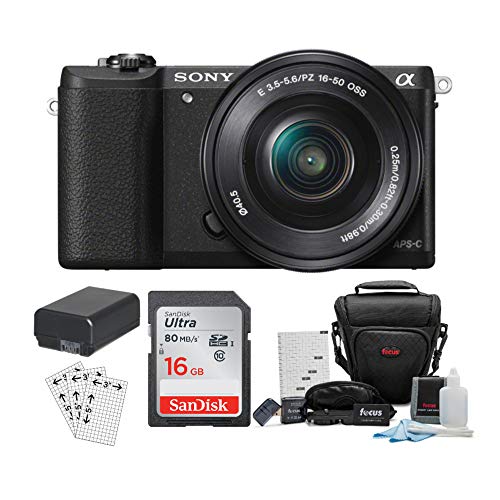 Sony Alpha a5100 Mirrorless Camera with 16-50mm Lens (Black) and 16GB Accessory Bundle