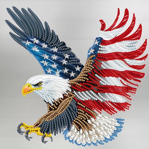 HEIBAGO 5D Special Shape Diamond Art Kits for Beginners 4th of July, Independence Day Diamond Painting Kits for Adults, Crystal Rhinestones Diamond Painting for Home Wall Decoration Gift 12x12inch