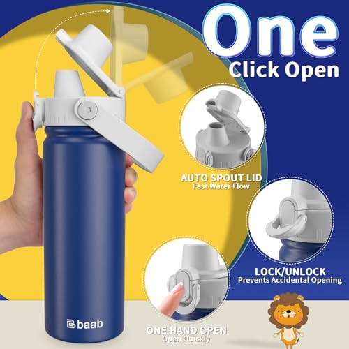 Image of baab 18oz Kids Insulated Water Bottle 18 /8 Stainless Steel Kids Cup 1 Pack