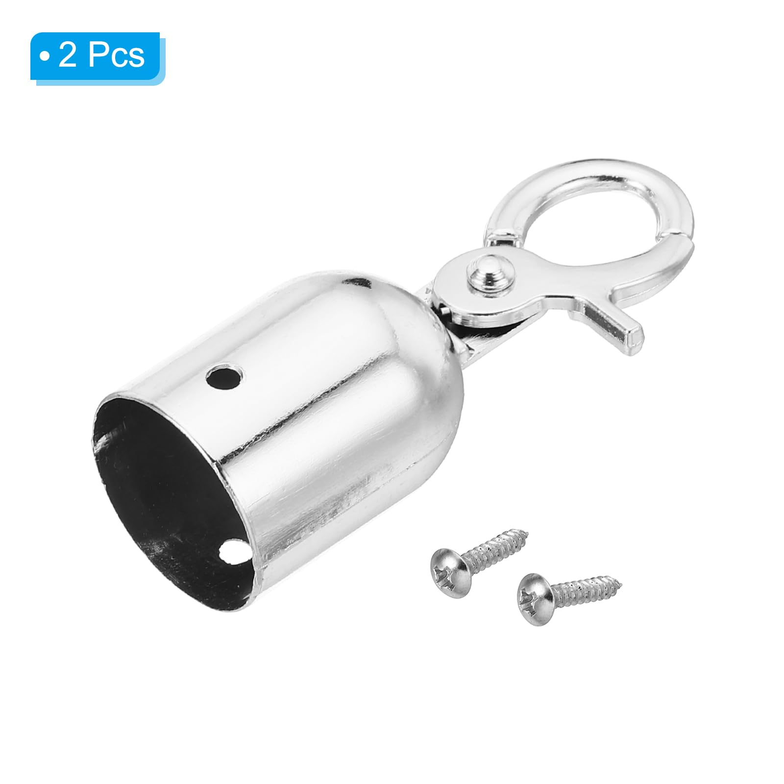 Produktbild von PATIKIL 6er Set Absperrseil Endkappen – 1,1 X 3,2 Zoll, Aluminiumlegierung Silber, Mit Montageschrauben, Für Absperrständer & Personenfhrung