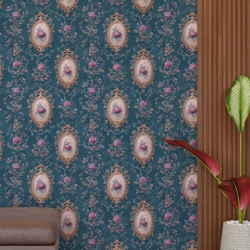Image of PAPER PLANE DESIGN Vintage Floral Vinyl Self Adhesive Wallpaper Peel & Stick, Waterproof, Stain-Proof & Easy to Clean | 16 in X 90 in, Decor for Bedroom, Hallway, Living Room (E)