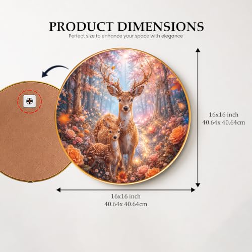Image of PAINTINGMANTRA Golden Deer Family Vastu Framed Wall Art Painting For Living Room, Symbol of Prosperity, Family Harmony Wildlife Poster with frame for Wall, Decoration item for bedroom & Home, 16 Inch