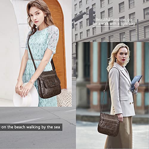 Image of Angelkiss Small Womens Crossbody Bag Leather Shoulder Purse for Women Hobo Bag with Adjustable Shoulder Strap