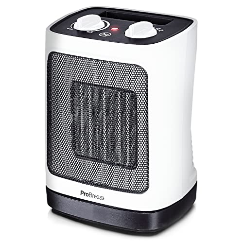 Pro Breeze® 2000W Ceramic Fan Heater – Electric Heater with Automatic Oscillation, Thermostat, 2 Heat Settings & Tip-Over Protection – Portable Heater for Home, Office, Study, Garage, Bathroom