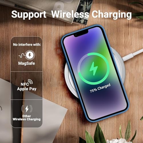 Image of LOXXO Microfiber Candy Case Compatible for iPhone 13 Pro Max Shockproof Slim Back Cover Liquid Silicone Case - Azure Blue