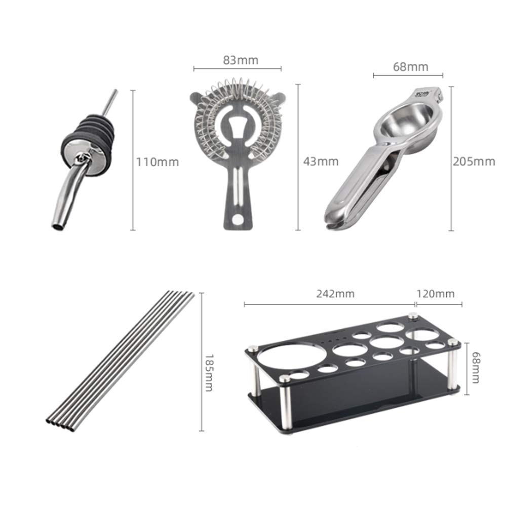 AIZYR Conjunto de Acero Inoxidable para coctelera con Soporte, Mezclador de coctelera Conjunto de Barra de coctelera Boston con 6 * Boca de Vino