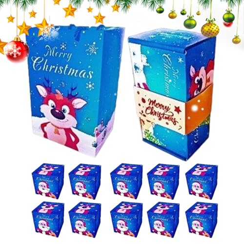 MLqkpwy 蓋付きクリスマスボックス | メリークリスマスホリデーバッグ お金入れボックス - 折りたたみバッグ ホームパーティー バレンタイン 焼き菓子 チョコ ワイン ジュエリー収納 男女兼用 子供対応
