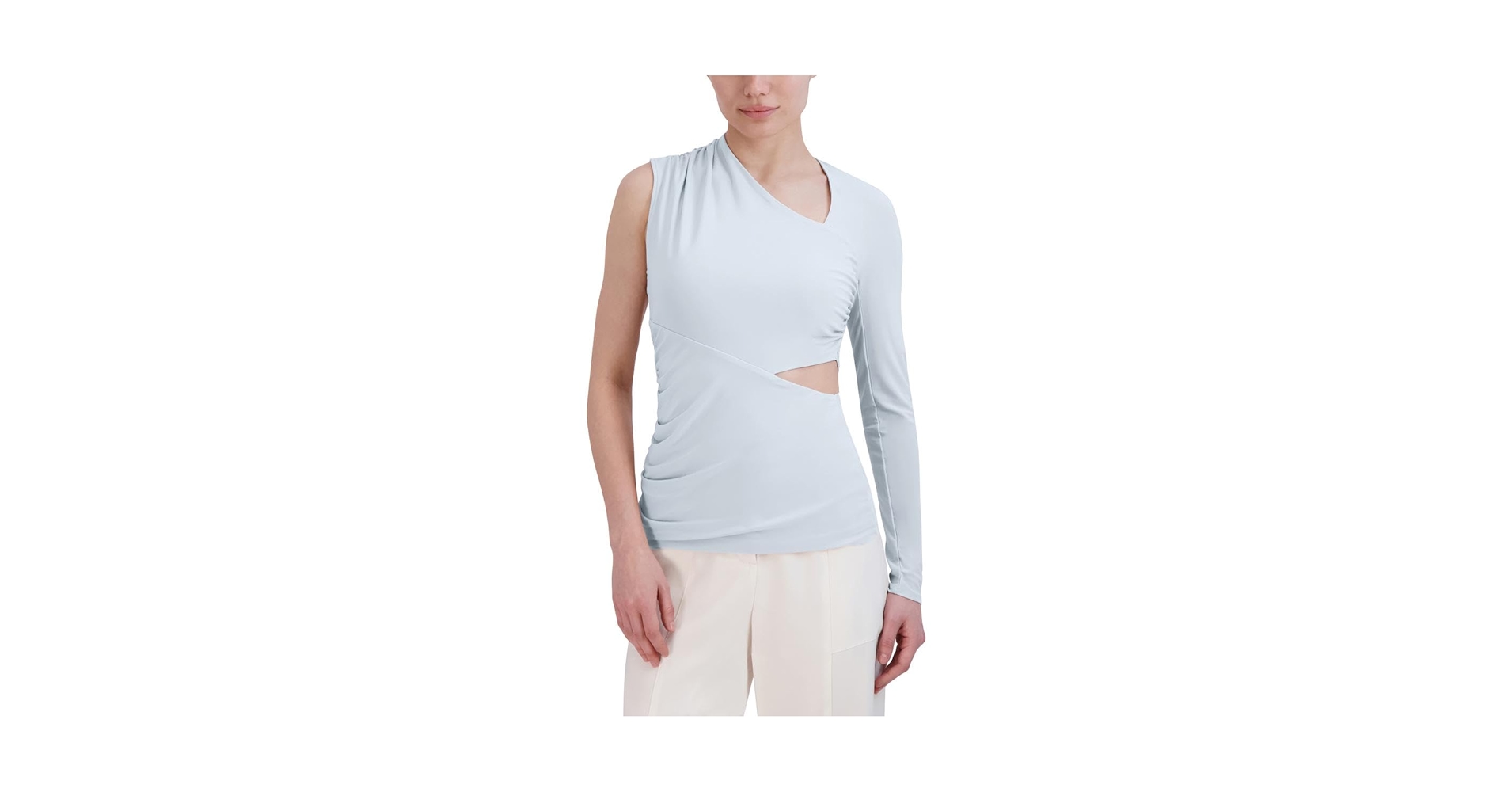 BCBGMAXAZRIA Women's Asymmetrical Neck Draped One Sleeve