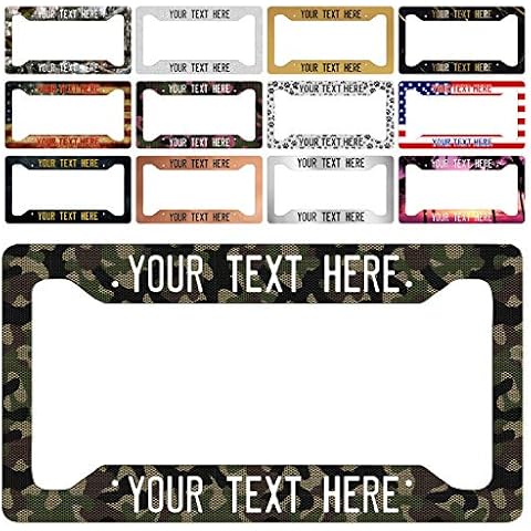 United Craft Supplies Custom License Plate Frame - Heavy Duty Stainless Steel License Plate Frame Personalized w/ 10 Font Options | Camouflage Cover