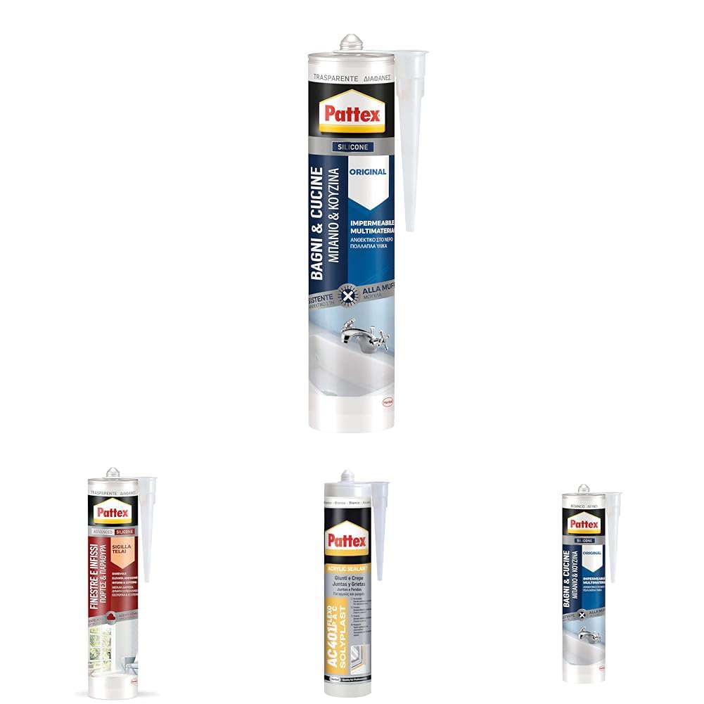 PATTEX Bagni&Cucine Original Silicone Trasparente Sigillante, Silicone Cucina e Bagno Resistente alla Muffa, Silicone Sigillante Impermeabile, 1 Cartuccia da 280 ml