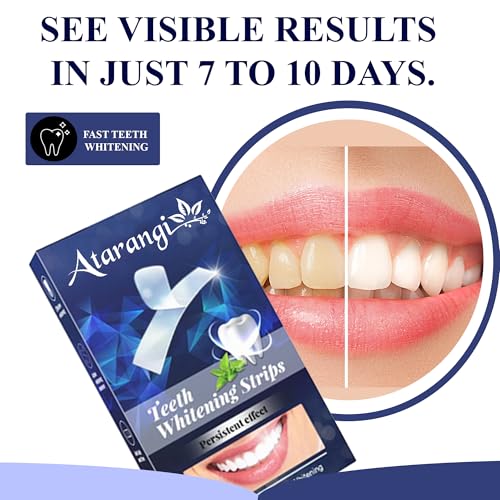 Image of Atarangi Teeth Whitening Strips - 14 PCS (7 Pairs) - Helps Remove Surface Stains from Coffee, Tea & Smoking - Easy Apply & Fresh Mint Flavour