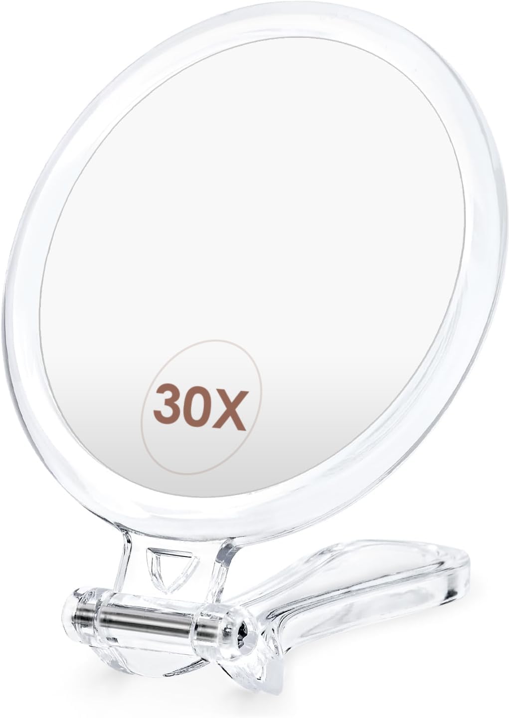 1X/30X Magnifying Mirror for Travel with Handle, Double Sided with 1X/30X Magnification and Tweezers, Foldable Portable Handheld Magnifying Mirror for Makeup, Shaving, Travel
