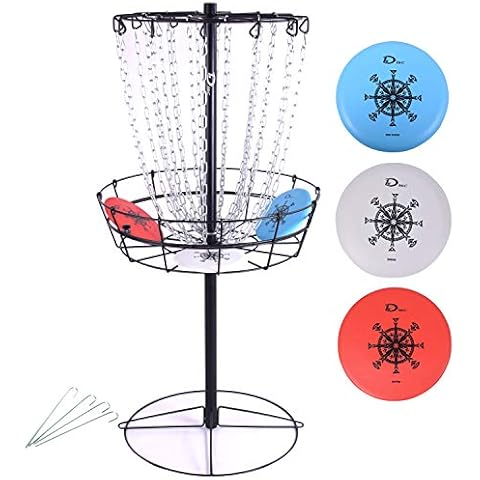 Disc Golf Basket Portable Metal Disc Golf Target Flying Disc Golf Practice Basket Indoor & Outdoor,Black Cover
