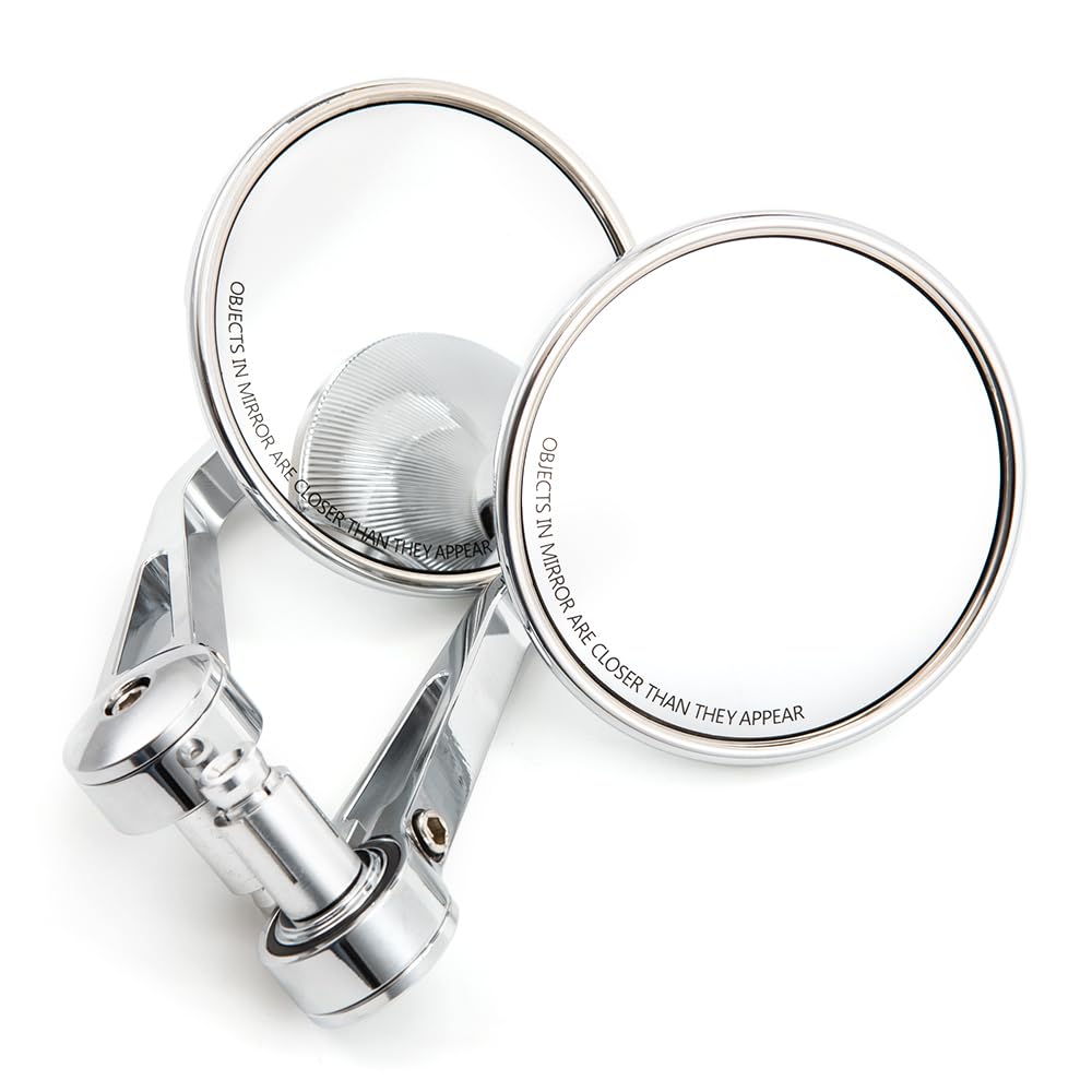 4 ‘’ rétroviseurs latéral de moto guidon miroir final E24 miroir latéral rond pour Cafe Racer Bobber Chopper Scooter (Argent)