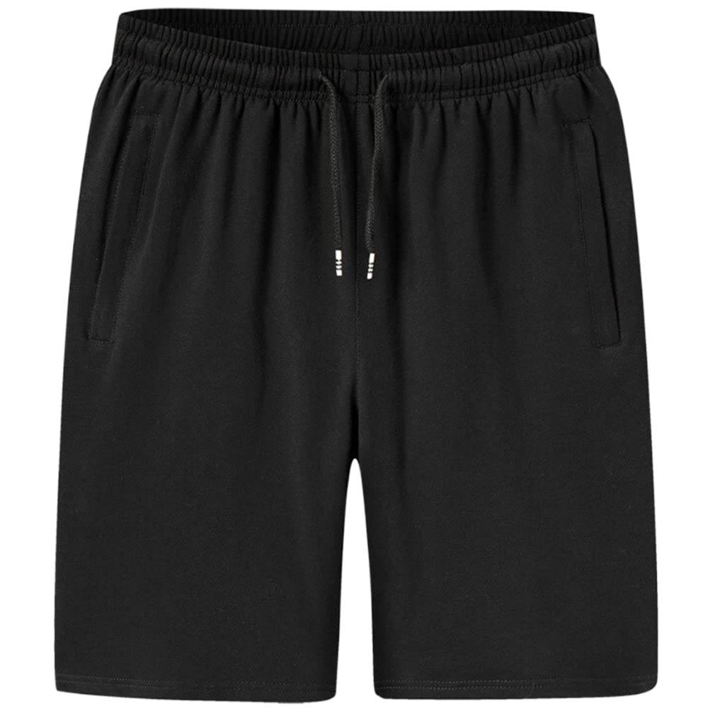 Dress CiciCotton Gym Shorts With Zipper Pockets, Sports Workout 5" Men's Shorts With Drawstring