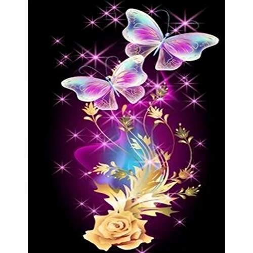 MWOOT 5D Diamant Peinture Complète Foret Point Kit,DIY Papillon Diamond Painting De Croix Strass Broderie Diamant Art Craft pour Home Décoration Murale (30x40 cm)