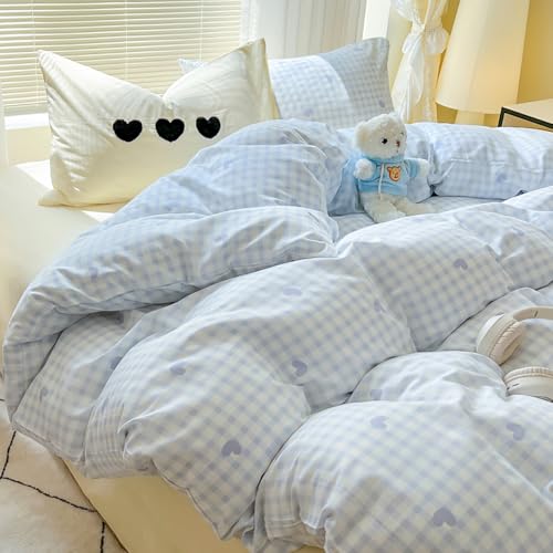 Parure de lit double en microfibre pour enfants avec fermeture éclair bleue - 4