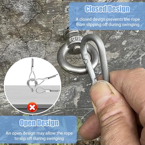 Pack de 6 tornillos de ojo M8 x 80 mm con rosca de precisión para colgar columpios 4