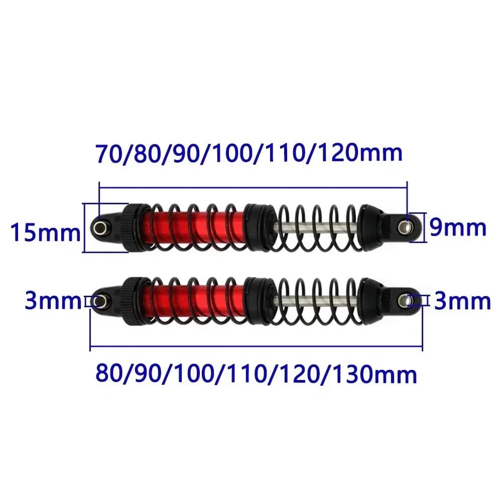 para Axial para SCX10 para Tamiya CC01 D90 para TRX4 para HPI 1/10 2 Unidades Amortiguador Metálico con Aceite Ajustable RC Crawler RC Modelos Piezas