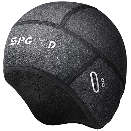 SPGOOD Fahrrad Mütze Radmütze Helm Unterziehmütze Herren/Damen Fahrrad Kappe Sportmütze Laufmütze Bike Warm Cap Winter Winddichte Wintermütze Atmungsaktiv Helmmütze(Grau)
