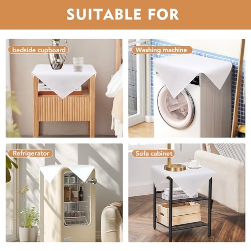 Image of sancua 2 Pack Small Square Tablecloth 24 x 24 Inch White, Stain and Wrinkle Resistant Washable Polyester Table Cloth Decorative Solid Fabric Table Cover for Nightstand End Bedside Tables