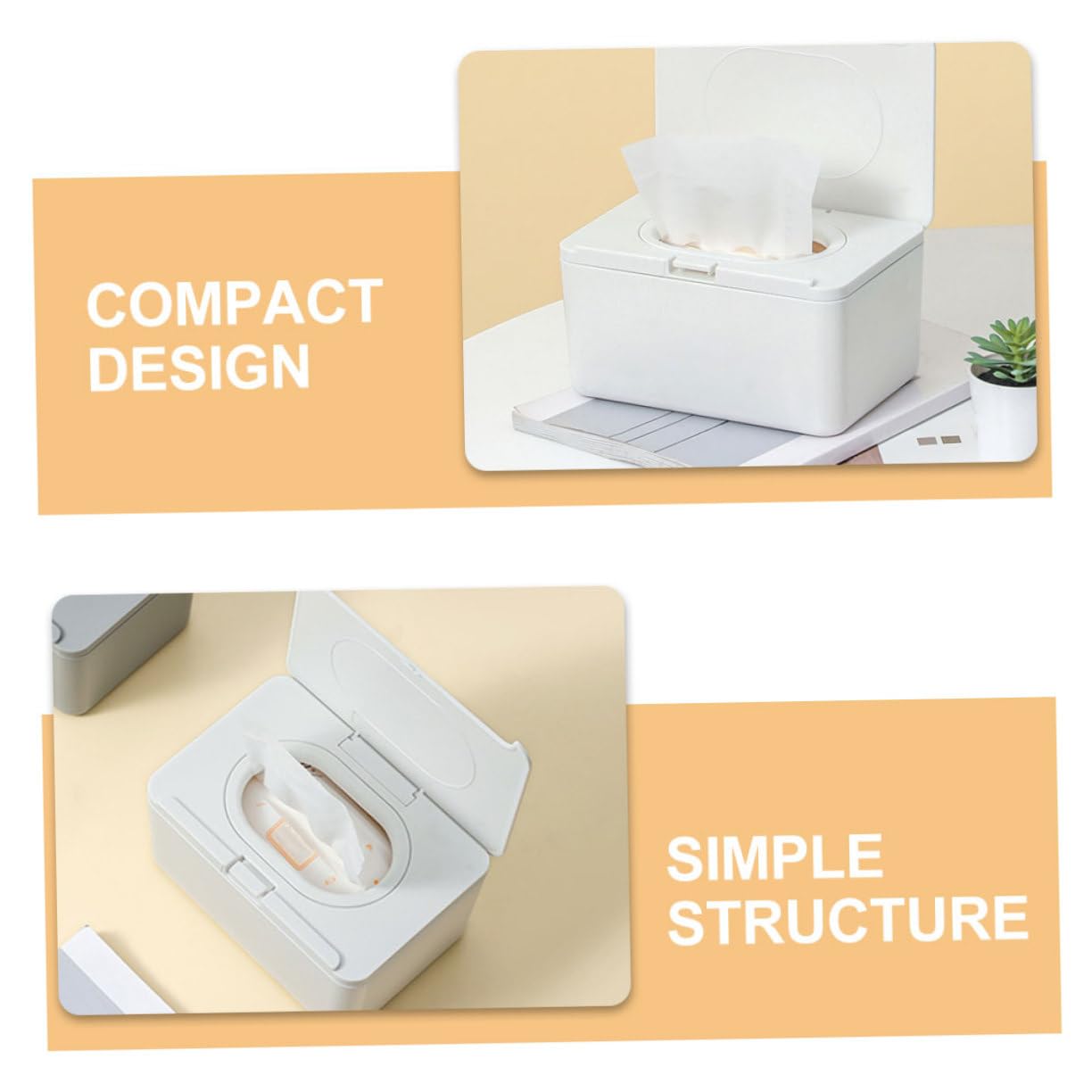 ORFOFE Contenitore per Salviette in Plastica Bianco, Scatola Porta Fazzoletti Compatta Coperchio, Stile Moderno Semplice per Uso Bagno e Interno, Confezione 2 Pezzi
