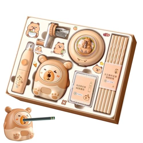 カピバラ 文房具, カピバラパンダ 鉛筆削り かわいい文房具キット, 教室 必須アイテム デスクデコレーション 小学生 中学生 幼稚園児 教師 学習 机周り アクセサリー