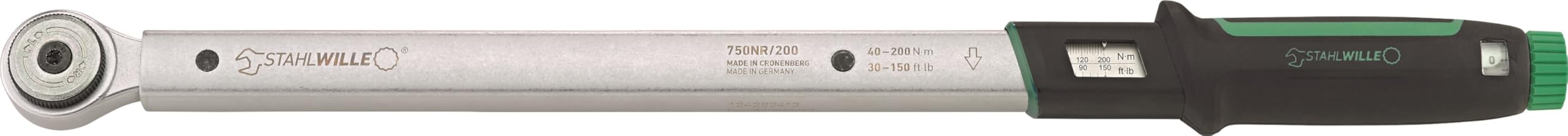 Stahlwille Silver And Black 750Nr/200 Torque Wrench 40-200 N·m With 1/2 Inch Reversible Ratchet With Certificate Made In Germany