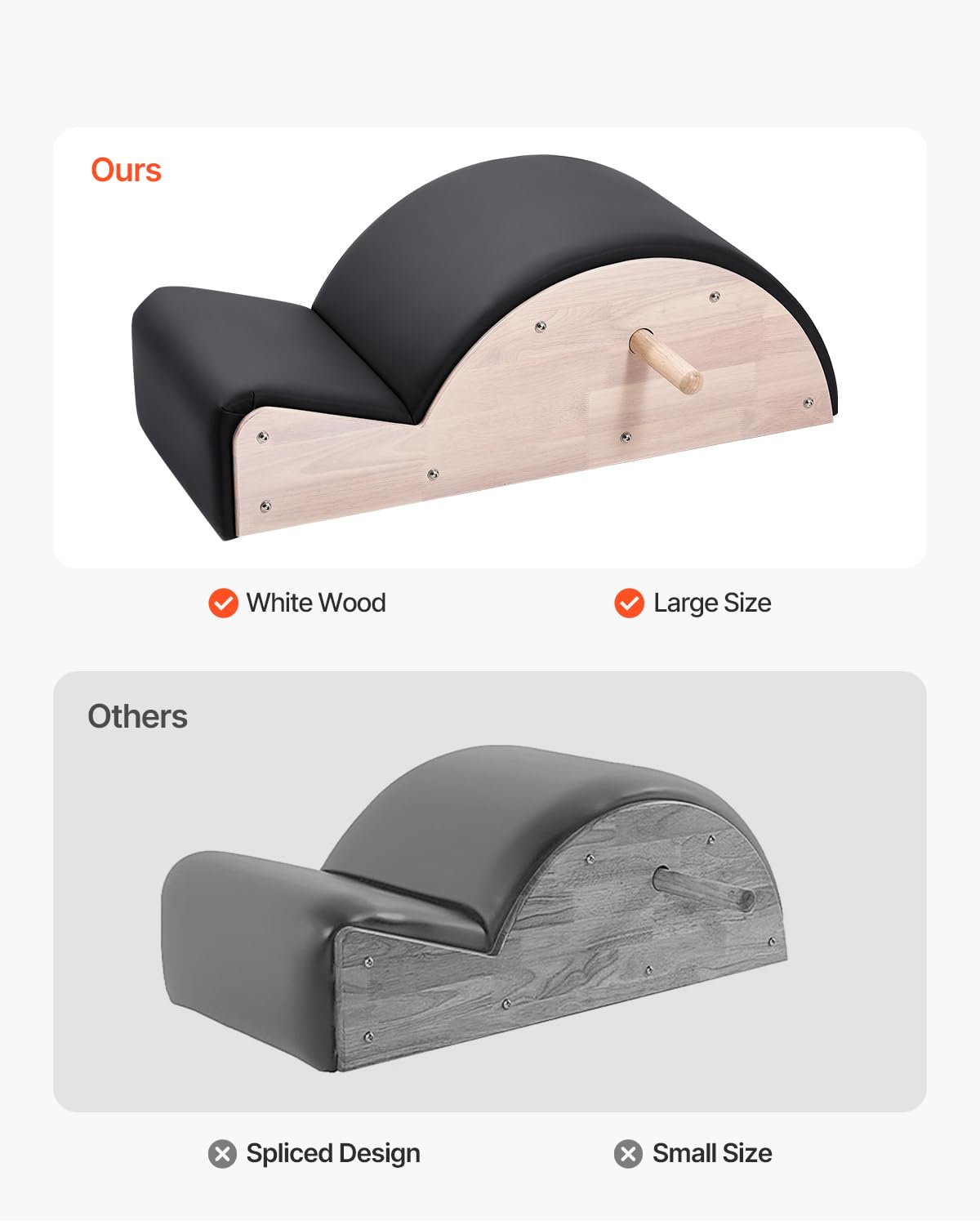VEVOR Correcteur de Colonne Vertébrale Pilates, Arc Pilates en Bois d'Hévéa, Accessoire Yoga, Exercices Équilibre Étirement Renforcement Tronc