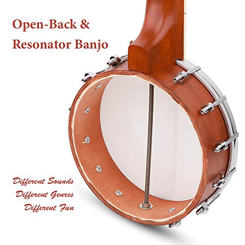 Image of Vangoa 6 String Banjo Guitar Mini, 26 Inch Sapele Travel Banjo Guitar for Beginners with Bag, Pick-up, Strap, Picks