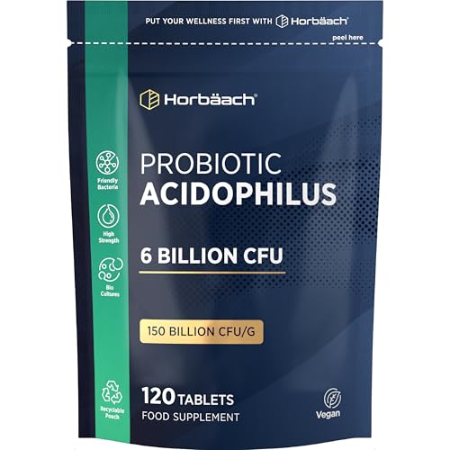 Acidophilus Probiotic 6 Billion CFU | High Strength Bio Cultures | 120 Vegan Tablets for Men & Women | by Horbaach