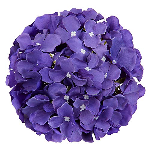 Flojery Silk Hydrangea Heads Artificial Flowers Heads With Stems For Home Wedding Decor,Pack Of 10 (Purple) #TOP1