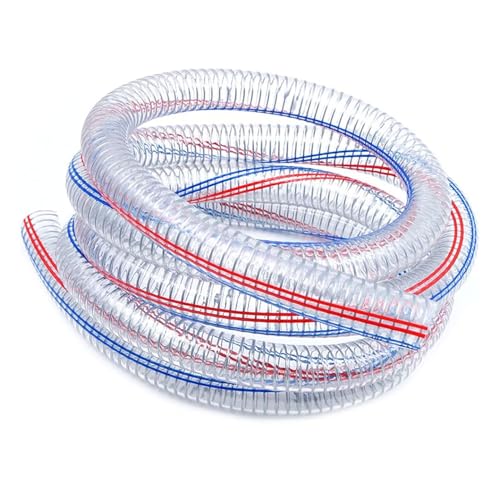 Tubo de succión de vinilo PVC, Manguera de PVC de 1 m con alambre de acero, tubo de bomba transparente de 2,5 mm de espesor con 2 abrazaderas for usar como tubería de drenaje.(ID 19mm)