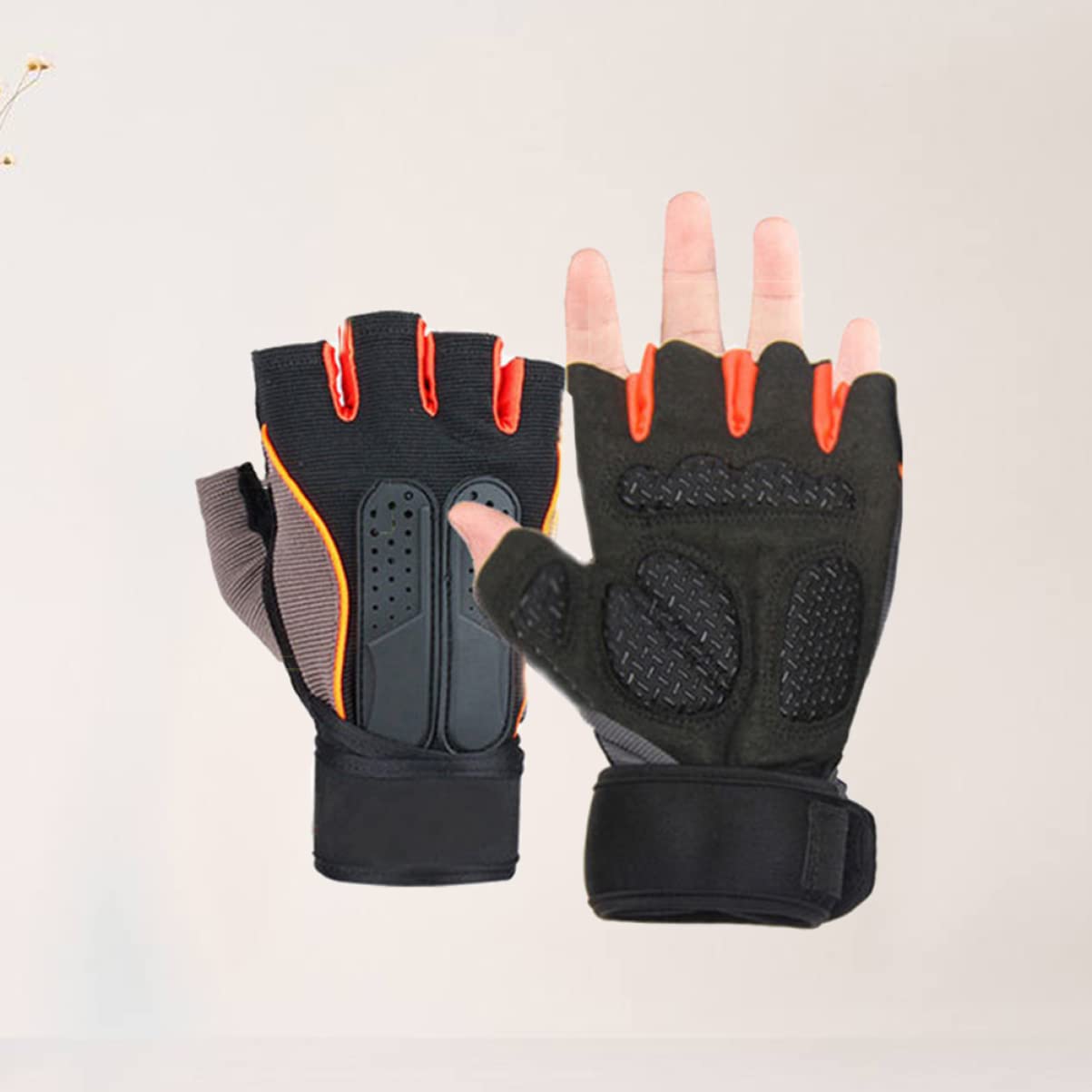 BESPORTBLE 3paia Guanti Da Allenamento All Aperto Antiscivolo Per Palestra Guantini Sportivi Mezzo Con Per Polso e Design Traspirante Per Sollevamento Pesi e Allenamenti Intensi Arancione