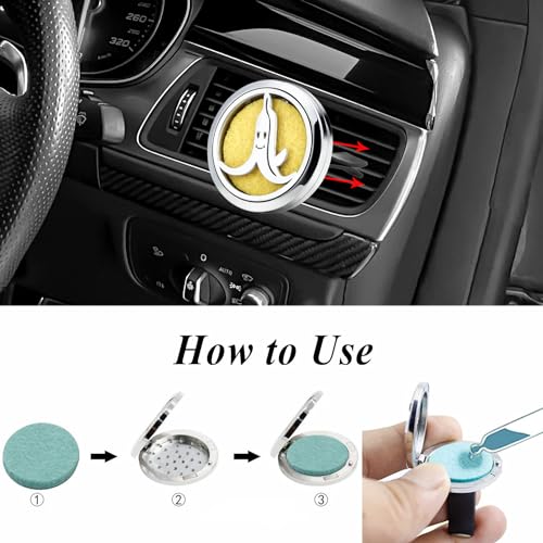 Image of 30mm Car Essential Oil Diffuser Vent Clips Air Freshener Vent Clip Aromatherapy Car Accessories 10 Felt Pads for Gift Women (Banana)