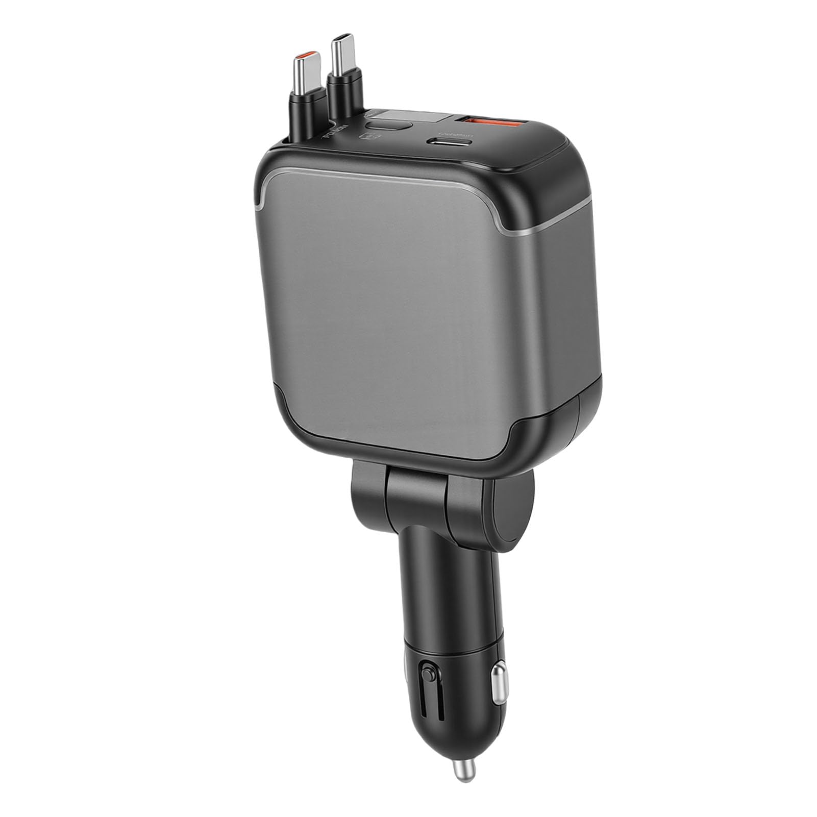 Caricatore USB C per Auto, 65W PD con Funzione Retrattile, Doppia Porta