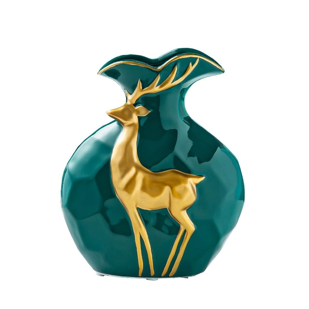 Bzgpmfud One Color Vase Desktop Flower Modern Golden Deer Ceramic Simple Decoration Living Room Tv Cabinet Wine Arrangement