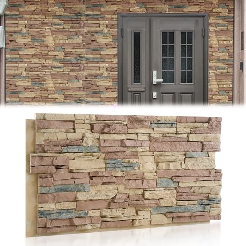 Maasechs 1 Pack Extra Large Faux Wall Covering Panel for Interior Exterior Decor Stone Siding Panel Artificial 3D Veneer for Outdoor Home Improvement Projects (Classic)