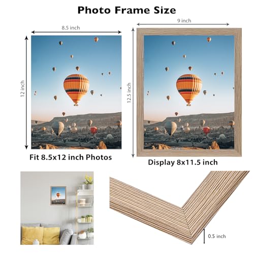 Image of 8.5x12 Picture Frame Rustic Brown for Wall Hanging or Tabletop, Wall Mounting Horizontally or Vertically, 8.5 x 12 Wall Gallery Poster Photo Frame with Shatter Resistant Plexiglass, Rustic Brown