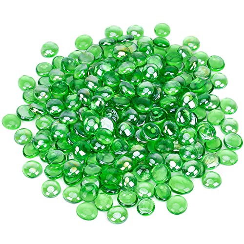 Onlyfire Flat Fire Glass Beads For Propane Fire Pit, 1/2 Inch Reflective Firepit Glass Rocks 10 Pounds Flat Marbles For Gas Fireplace And Fire Pit Table, Emerald Green #TOP6