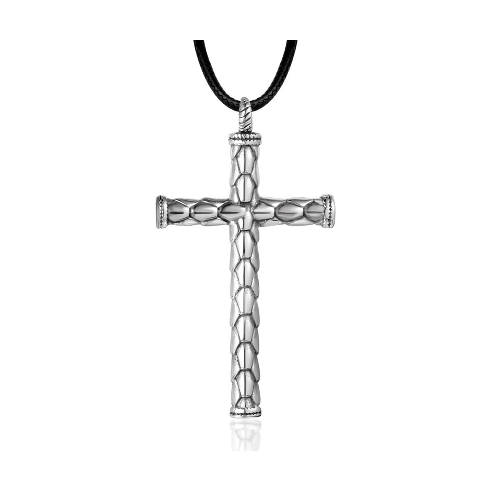 Collier pendentif croix acier titane hommes punk non conventionnel