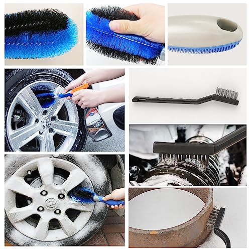 Didilor Car Cleaning Kit 12PCS Car Detailing Kit Wheel Cleaning Brush Tyre Brush Wire Brush Exterior and Interior car washing set for Car Motorcycle Bike Cleaning Wheels, Engine, Emblems, Air Vents - Image 4