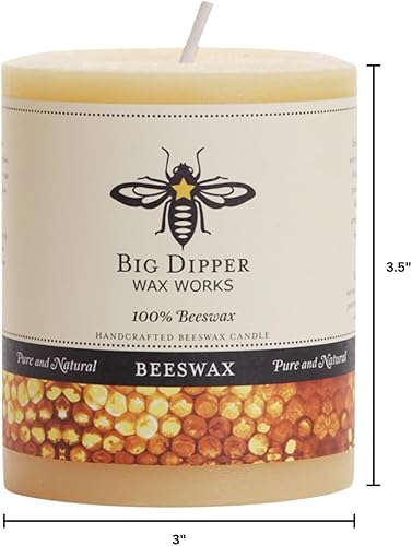 Miniatura 9 de Vela de pilar de cera de abejas, 90 horas de combustión larga, vela de cera de abeja pura, grande de 3 x 6 pulgadas