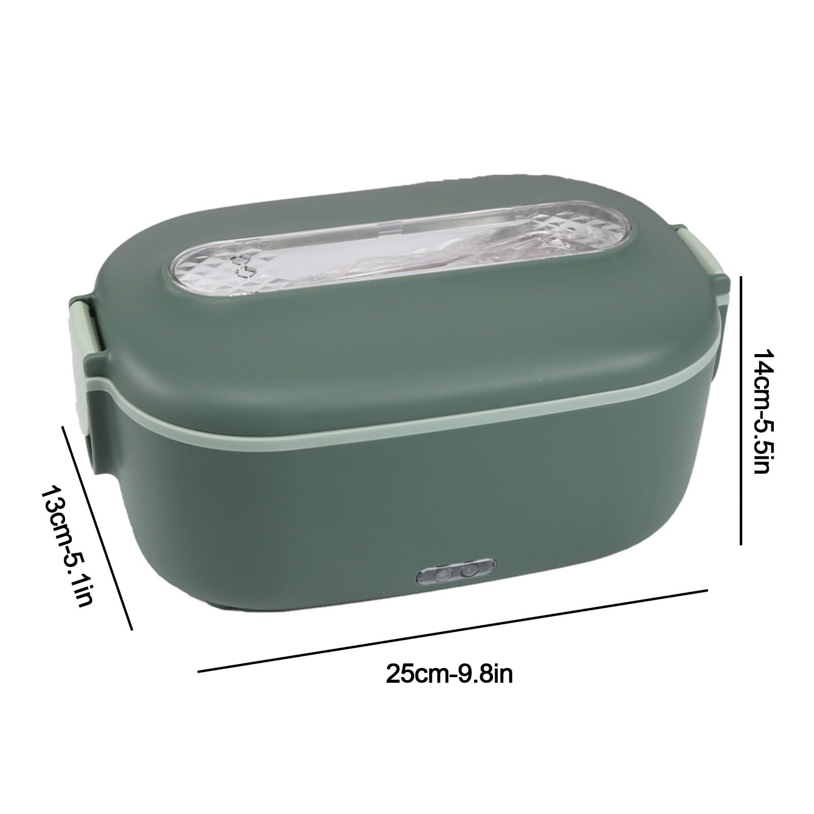 Gamelle chauffante électrique 3-en-1 avec sac isotherme & jeu d'ustensiles, capacité 1,5L, réchauffeur alimentaire 200W pour voiture/maison/camion(Green,12v/24v/220v)