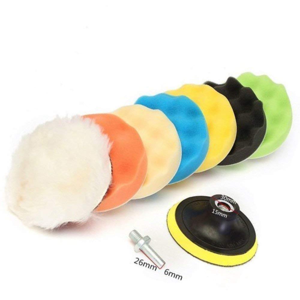 WINOMO - Kit De 12 Tampons Polisseurs En Laine Pour Voiture Avec Adaptateur M10 Pour Perceuse, 75 Mm - Idéal Pour Polir, Cirer Et éliminer Les Rayures - 8