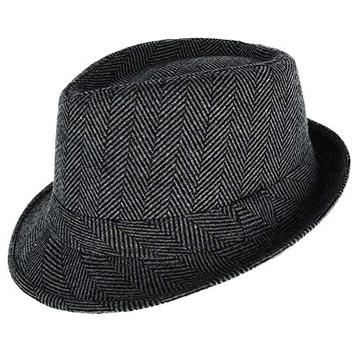 WESTEND Trilby Fedora Sombrero de espiga para hombre Negro Negro ( S / M