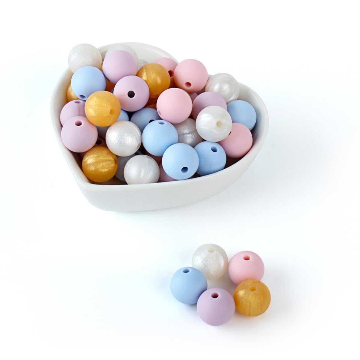HOTIPS 50 Pezzi 12 mm Perline in Silicone Rotonde Silicone per creazione di Portachiavi e creazione di Gioielli, Perline in Silicone fai da te 03 Viola Medio