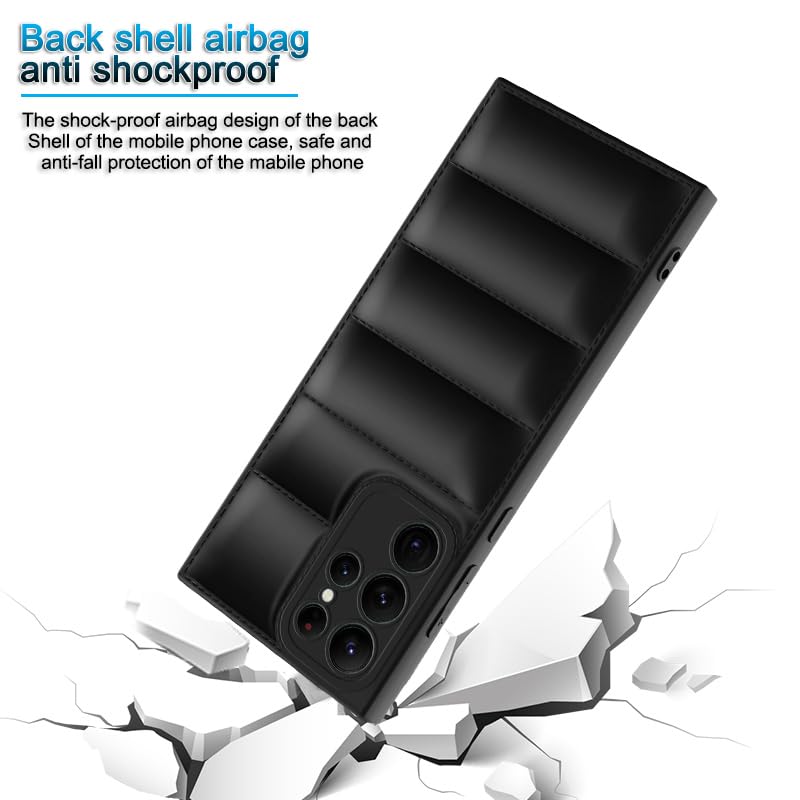 Image of Amazon Brand - Solimo Puffer Case Camera Protection Soft Back Cover for Samsung Galaxy S22 Ultra - Black - Rubber