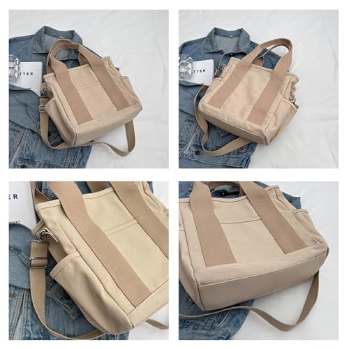 Large Capacity Canvas Tote Bag,Trendy Daily Commuting Crossbody Small Tote Bags, Multi Pockets Shoulder Bag Reusable2