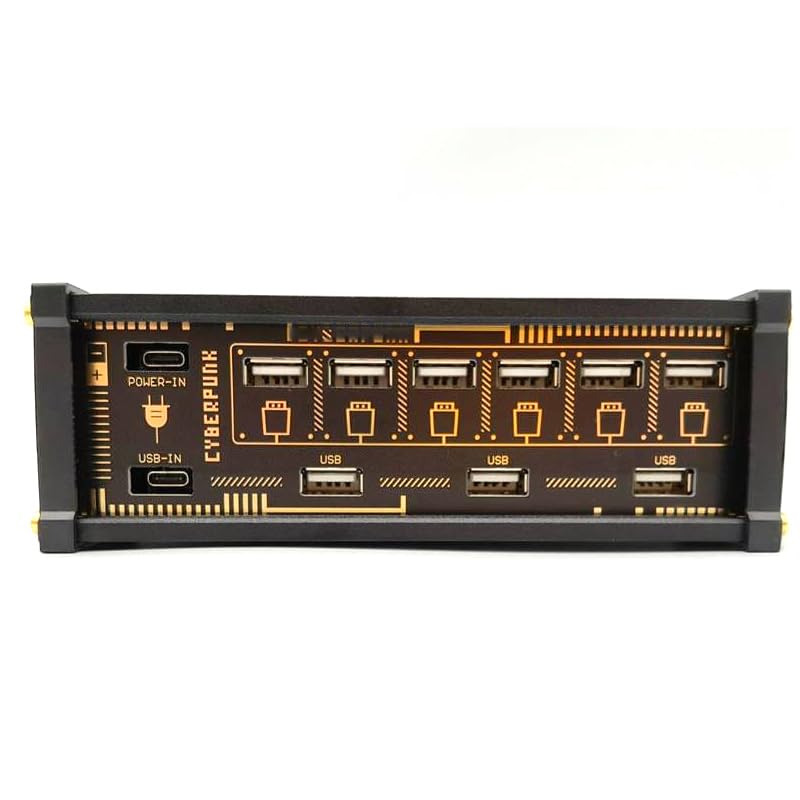 Switch USB a 6 Porte, Docking Station USB a 6 Porte, con Pulsante di Controllo Indipendente, Placcatura in Oro, Funzione di Controllo Vocale, per Telefoni, Tablet E Gadget